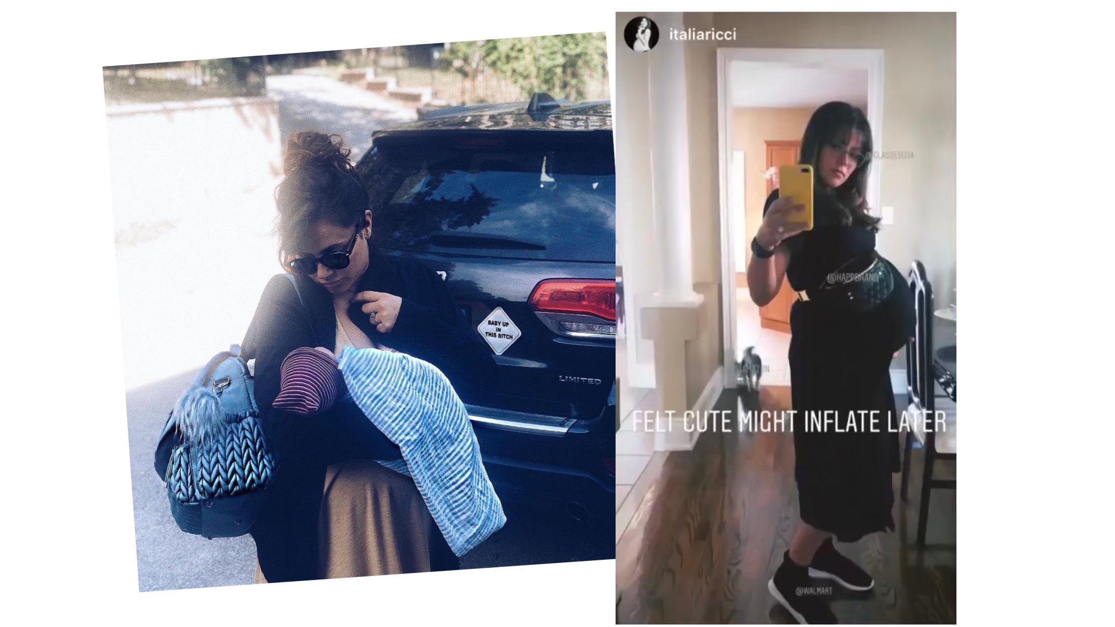 Actress Italia Ricci is spotted wearing her HAPP Levy Backpack in Ash Blue, plus a screenshot from her IG stories sharing her diaper bag.