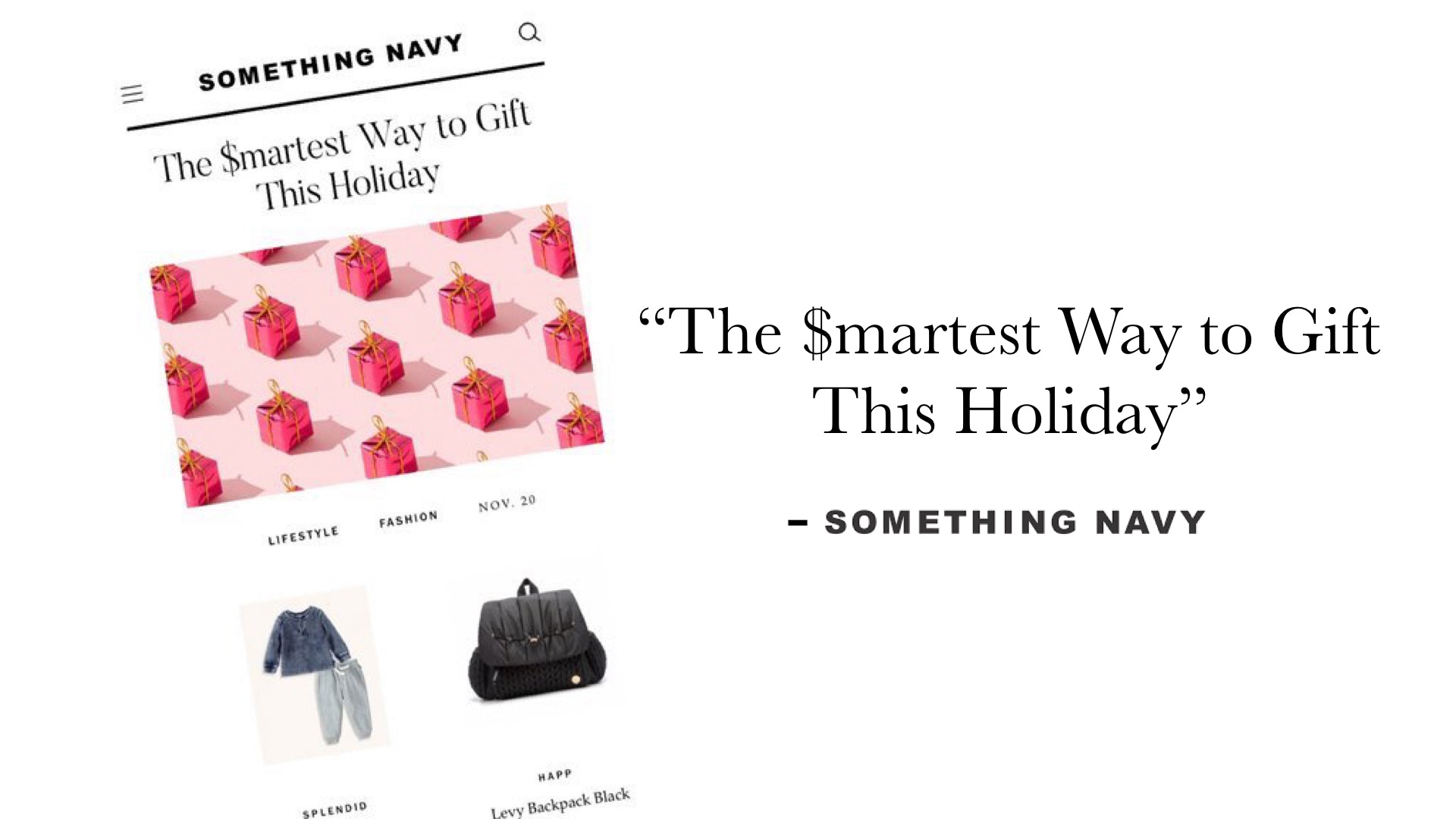 SomethingNavy features the HAPP Levy Backpack in Black in their Smartest Way to Gift This Holiday article