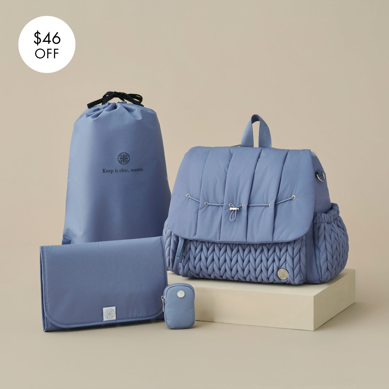 マザーズバッグ　HAPP Levy Backpack Navy HAPP Brand Levy Backpack Diaper Bag - Ash Blue