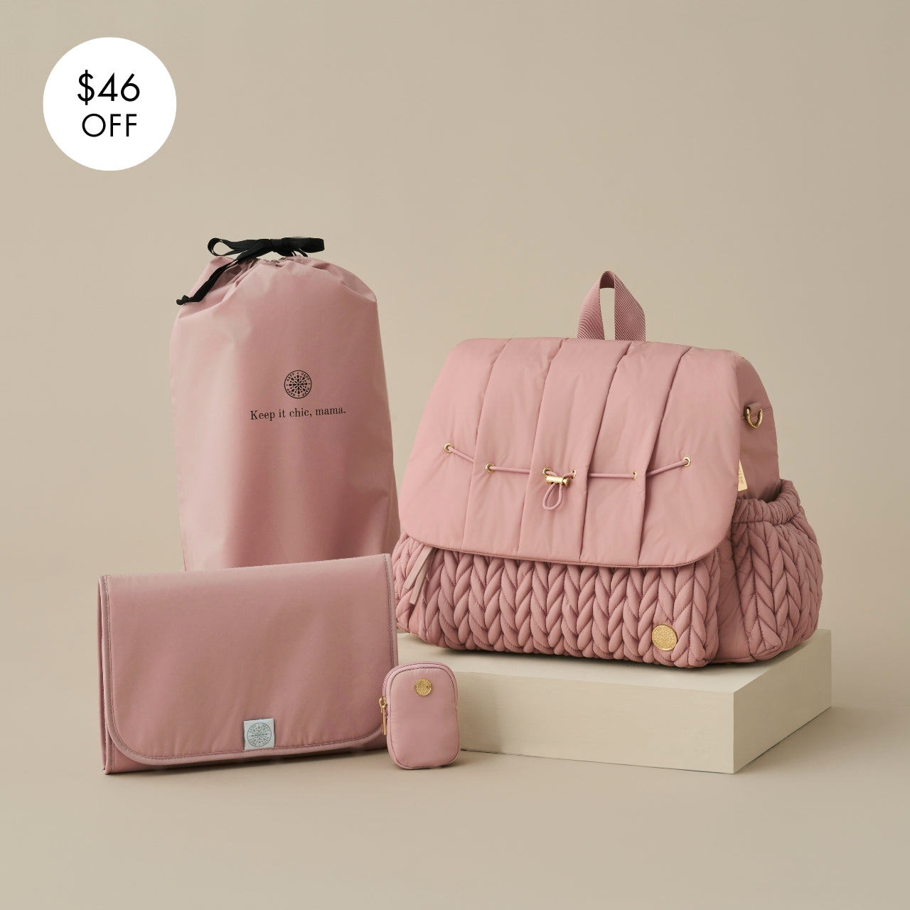 ハップHAPP Levy Backpack DustyRose マザーズバッグ Levy Backpack Diaper Bag- Dusty Rose