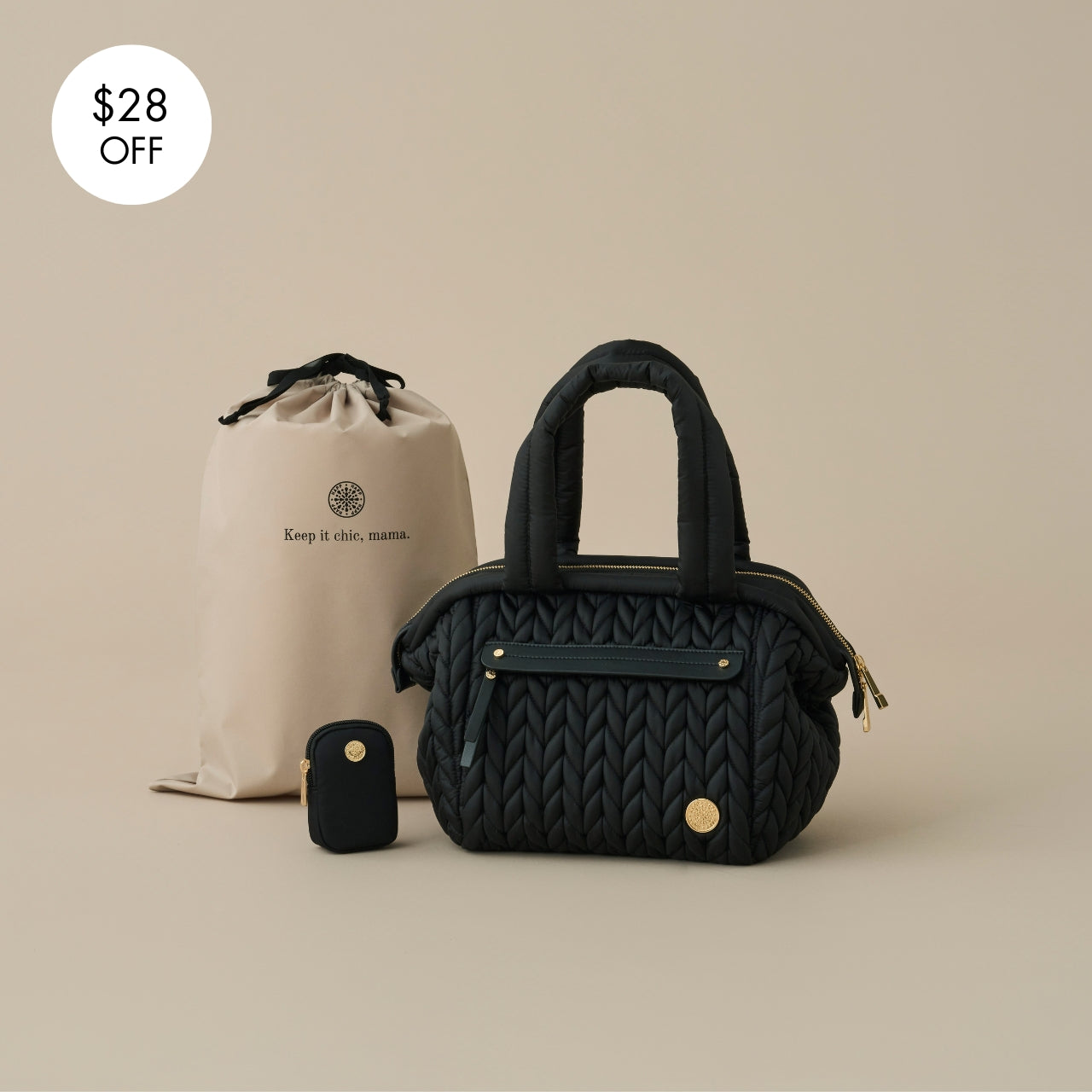 Paige Mini Diaper Bag - Small Black Baby Bag