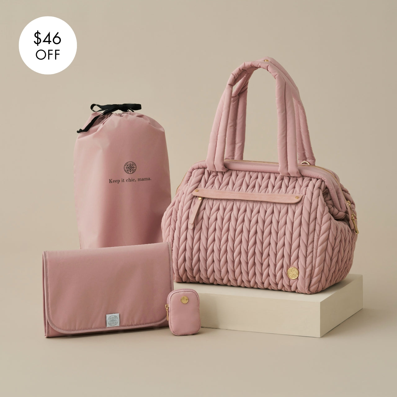 Paige Carryall Diaper Bag - Blush Pink Designer Baby Bag