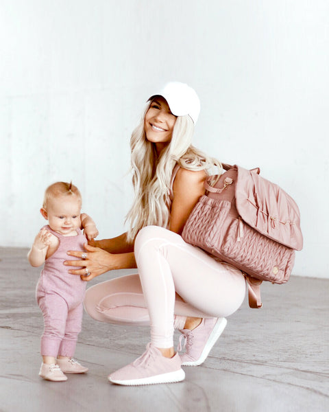 Chic Designer Diaper Bag - Happ Levy Backpack Ash Blue - Soft & Feminine Diaper Backpack for Fashion Forward Moms