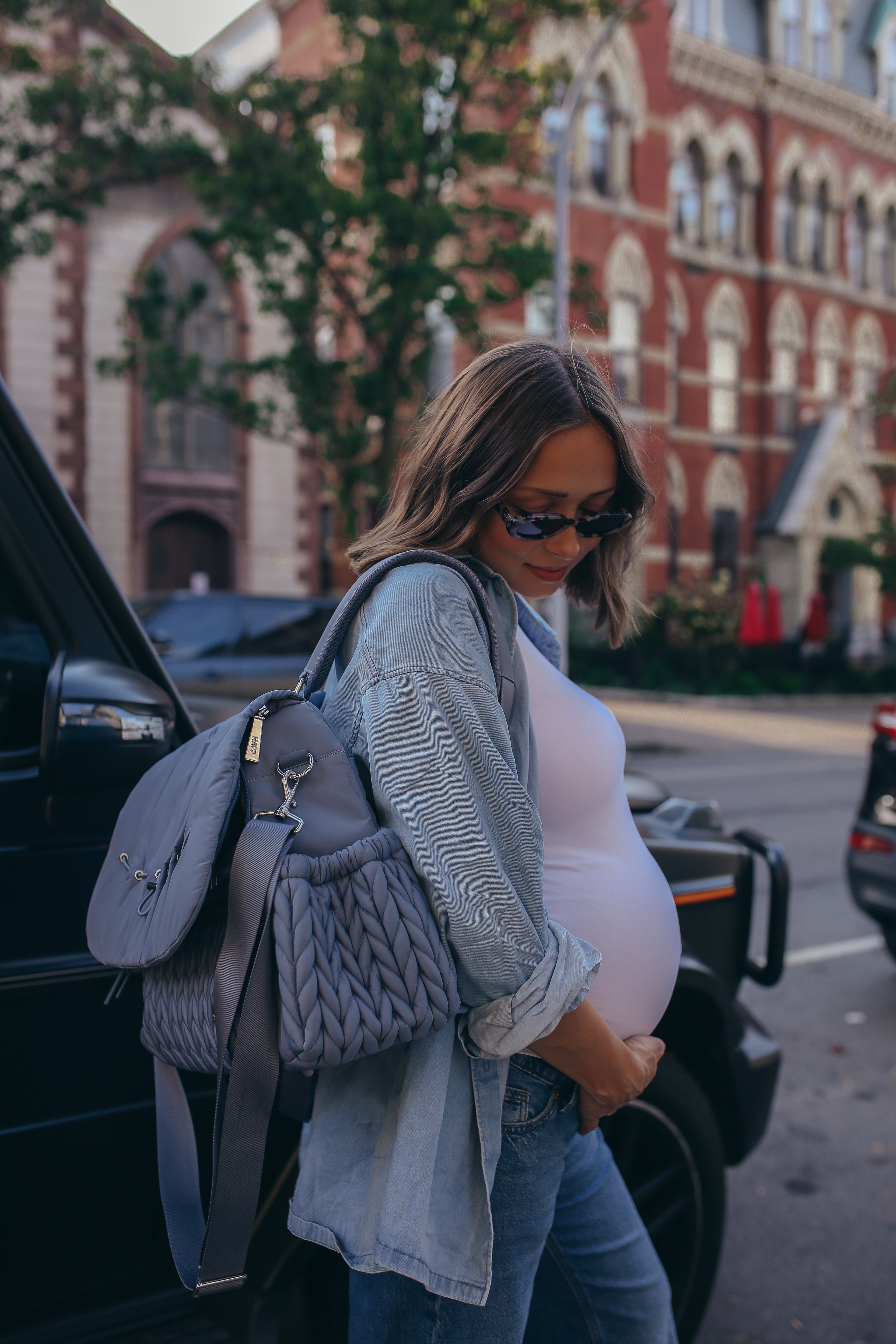 HAPP Levy Backpack ブラック Levy Stylish Diaper Backpack - Black Herringbone