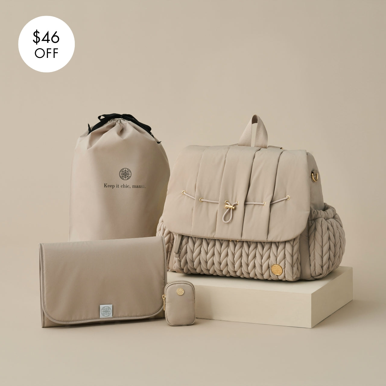 Levy Backpack Beige Mother's Day Set