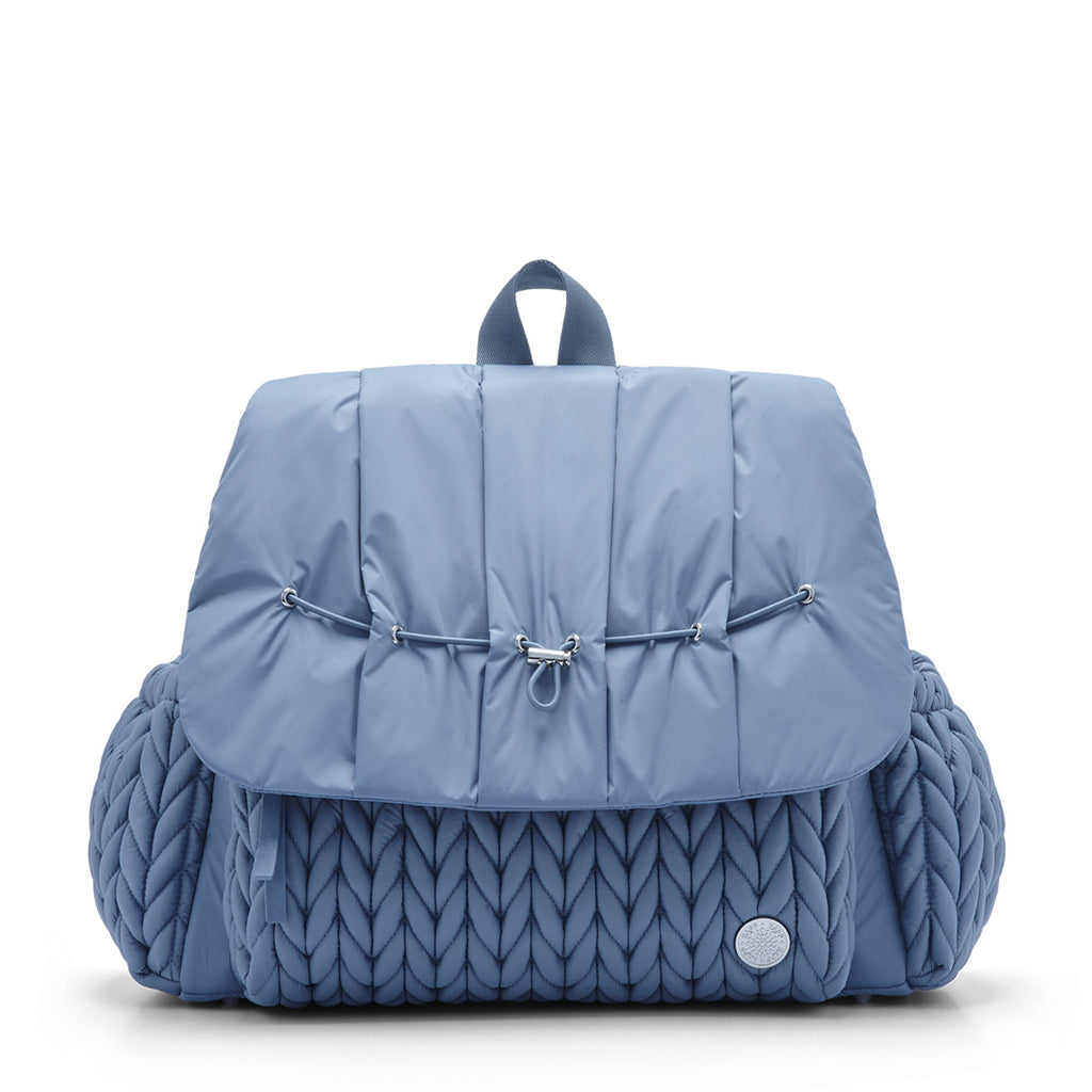 Chic Designer Diaper Bag - Happ Levy Backpack Ash Blue - Soft & Feminine Diaper Backpack for Fashion Forward Moms